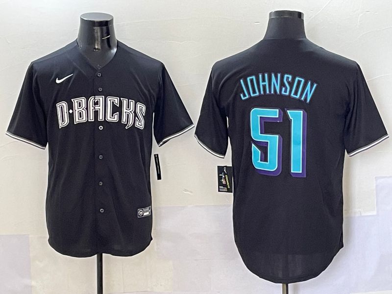 Men 2025 Arizona Diamondback #51 Johnson Black Joint Name Nike MLB Jersey style 1